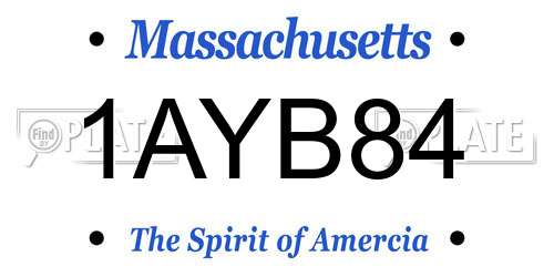 1AYB84 Massachusetts License Plate
