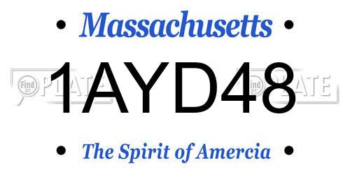 1AYD48 Massachusetts License Plate