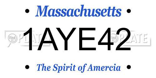 1AYE42 Massachusetts License Plate