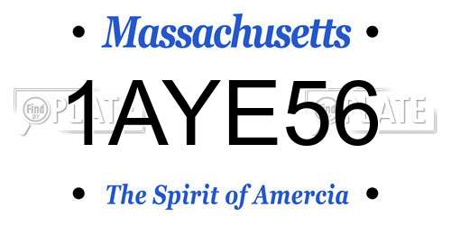 1AYE56 Massachusetts License Plate