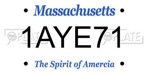 1AYE71 Massachusetts License Plate