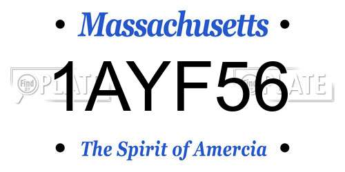 1AYF56 Massachusetts License Plate