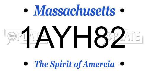 1AYH82 Massachusetts License Plate