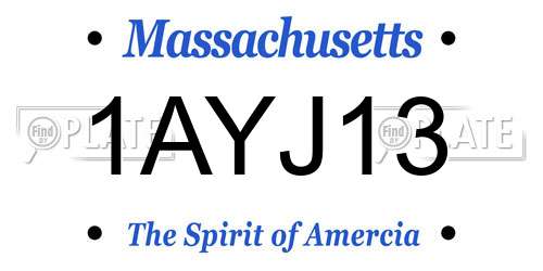 1AYJ13 Massachusetts License Plate