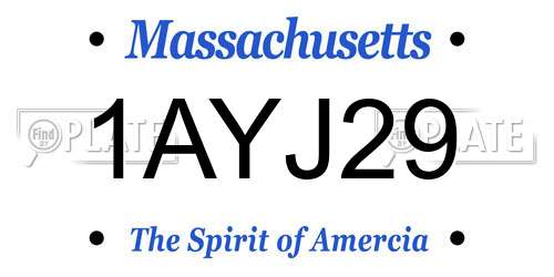 1AYJ29 Massachusetts License Plate