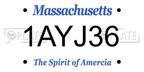 1AYJ36 Massachusetts License Plate