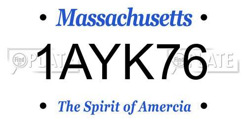 1AYK76 Massachusetts License Plate