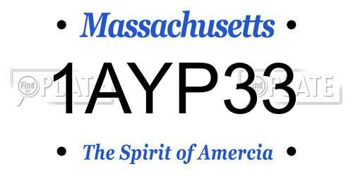 1AYP33 Massachusetts License Plate