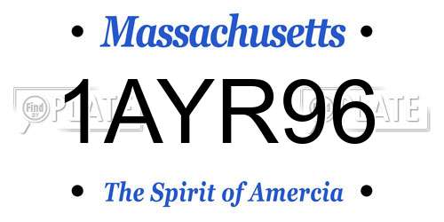 1AYR96 Massachusetts License Plate