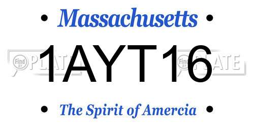 1AYT16 Massachusetts License Plate