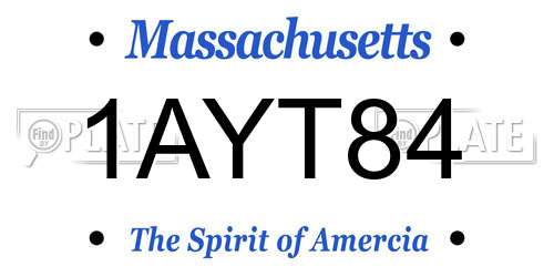 1AYT84 Massachusetts License Plate