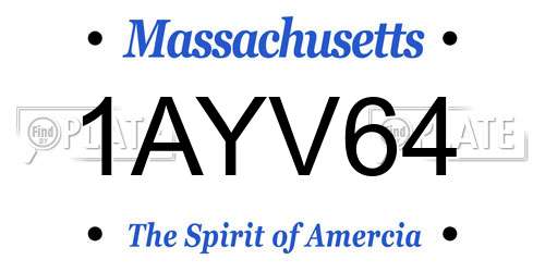 1AYV64 Massachusetts License Plate