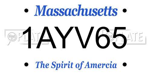 1AYV65 Massachusetts License Plate