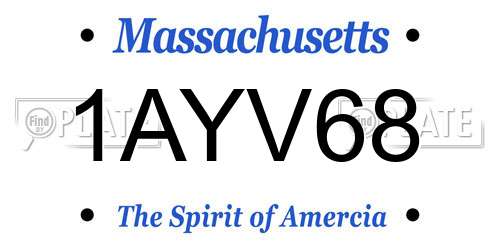 1AYV68 Massachusetts License Plate