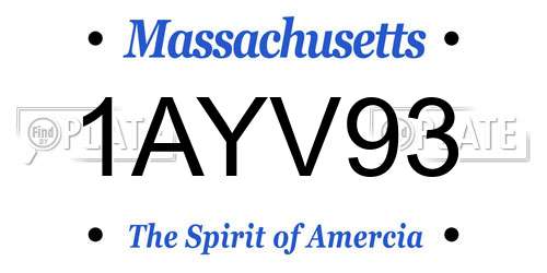 1AYV93 Massachusetts License Plate