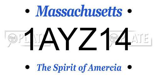 1AYZ14 Massachusetts License Plate
