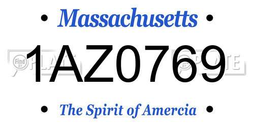 1AZ0769 Massachusetts License Plate