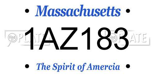 1AZ183 Massachusetts License Plate