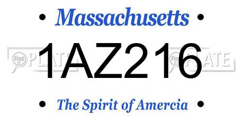 1AZ216 Massachusetts License Plate
