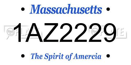 1AZ2229 Massachusetts License Plate