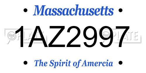 1AZ2997 Massachusetts License Plate