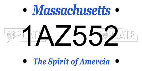 1AZ552 Massachusetts License Plate