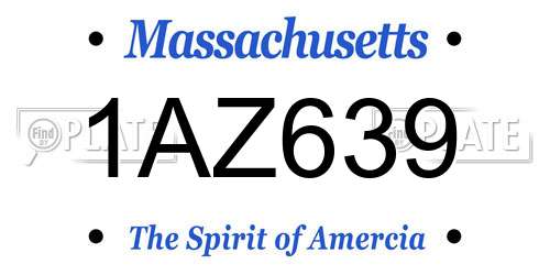 1AZ639 Massachusetts License Plate