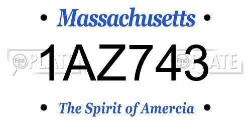 1AZ743 Massachusetts License Plate