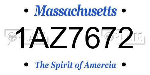 1AZ7672 Massachusetts License Plate