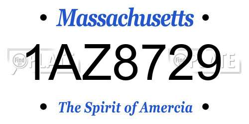 1AZ8729 Massachusetts License Plate