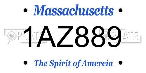 1AZ889 Massachusetts License Plate
