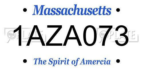 1AZA073 Massachusetts License Plate