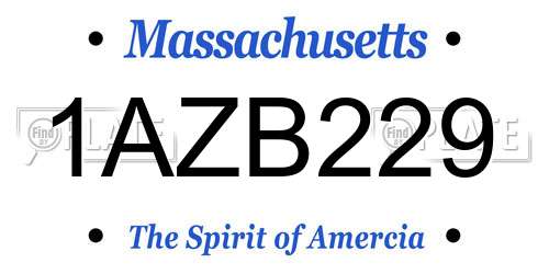 1AZB229 Massachusetts License Plate