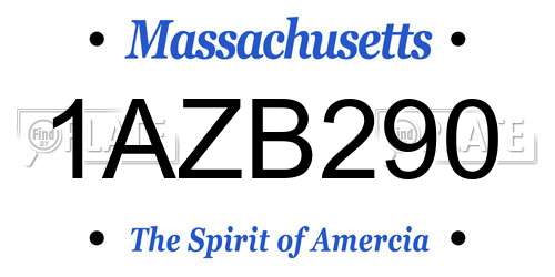 1AZB290 Massachusetts License Plate
