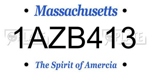 1AZB413 Massachusetts License Plate