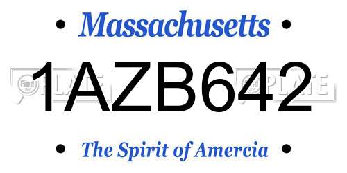 1AZB642 Massachusetts License Plate