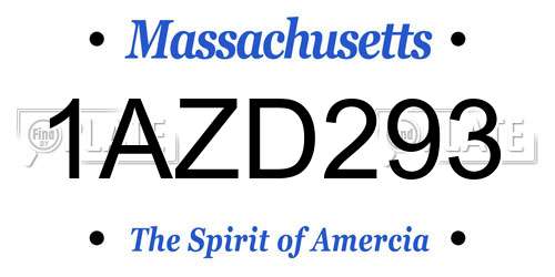 1AZD293 Massachusetts License Plate