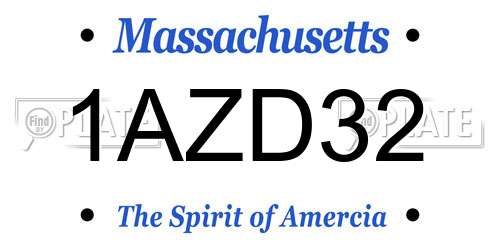 1AZD32 Massachusetts License Plate