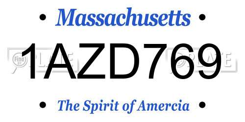 1AZD769 Massachusetts License Plate