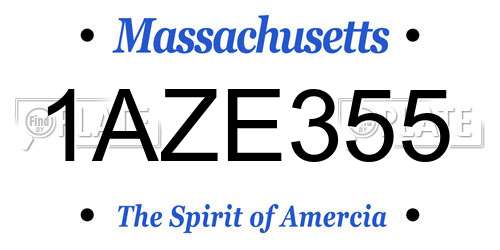1AZE355 Massachusetts License Plate