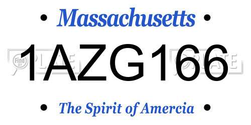 1AZG166 Massachusetts License Plate