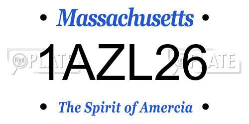 1AZL26 Massachusetts License Plate