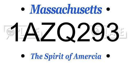 1AZQ293 Massachusetts License Plate
