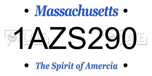 1AZS290 Massachusetts License Plate
