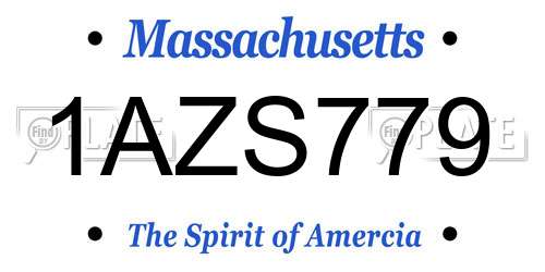 1AZS779 Massachusetts License Plate