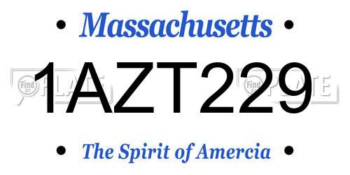 1AZT229 Massachusetts License Plate
