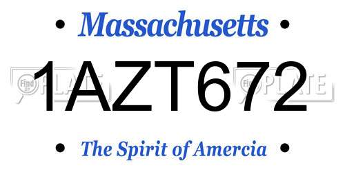 1AZT672 Massachusetts License Plate
