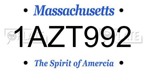 1AZT992 Massachusetts License Plate