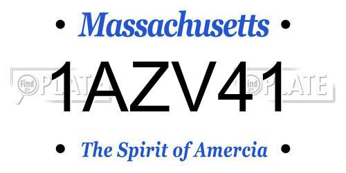 1AZV41 Massachusetts License Plate
