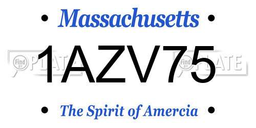 1AZV75 Massachusetts License Plate
